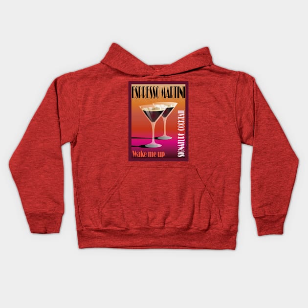 Espresso Martini Cocktail Art Kids Hoodie by Space Sense Design Studio